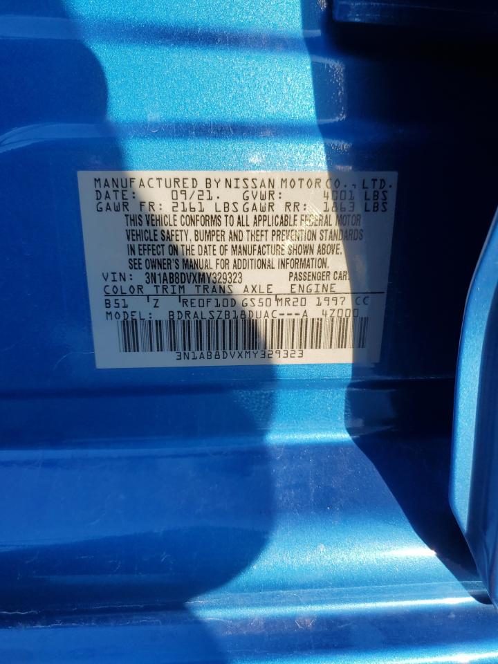 2021 Nissan Sentra VIN 3N1AB8DVXMY329323 Copart auction photo, front end damage thumbnail 14