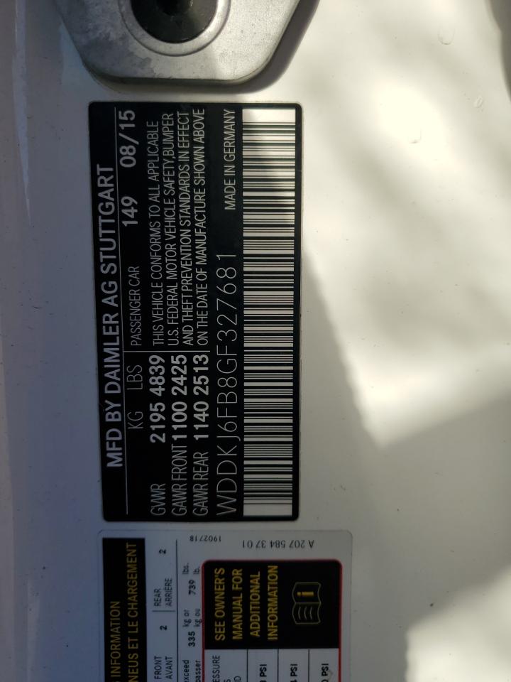 2016 Mercedes-Benz E-klasse VIN WDDKJ6FB8GF327681 Copart auction photo, rear end damage thumbnail 14