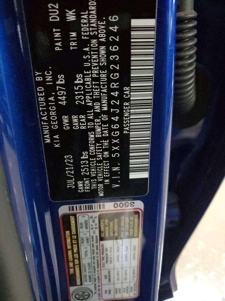 2024 KIA K5 VIN 5XXG64J24RG236246 Copart auction photo, water/flood / minor dent/scratches damage thumbnail 13