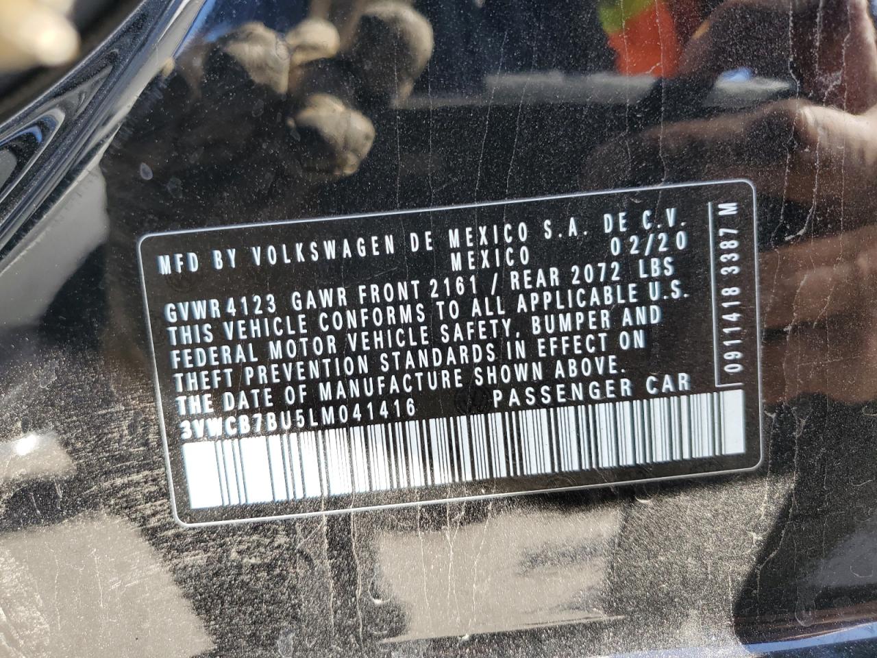 2020 Volkswagen Jetta VIN 3VWCB7BU5LM041416 Copart auction photo, rear end damage thumbnail 12