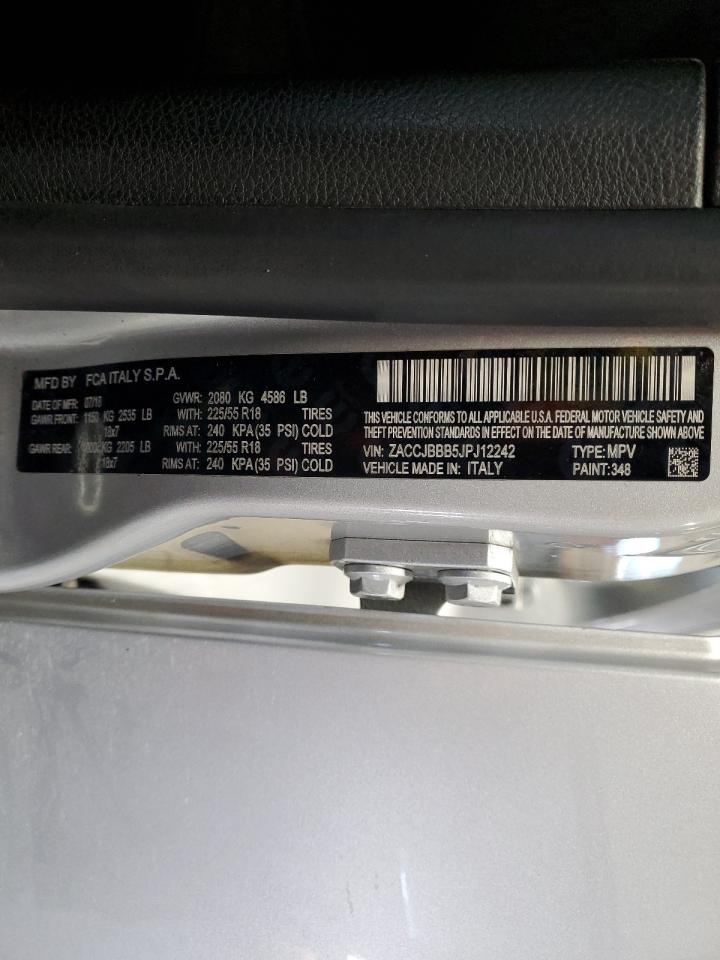 2018 Jeep Renegade VIN ZACCJBBB5JPJ12242 Copart auction photo, front end damage thumbnail 13