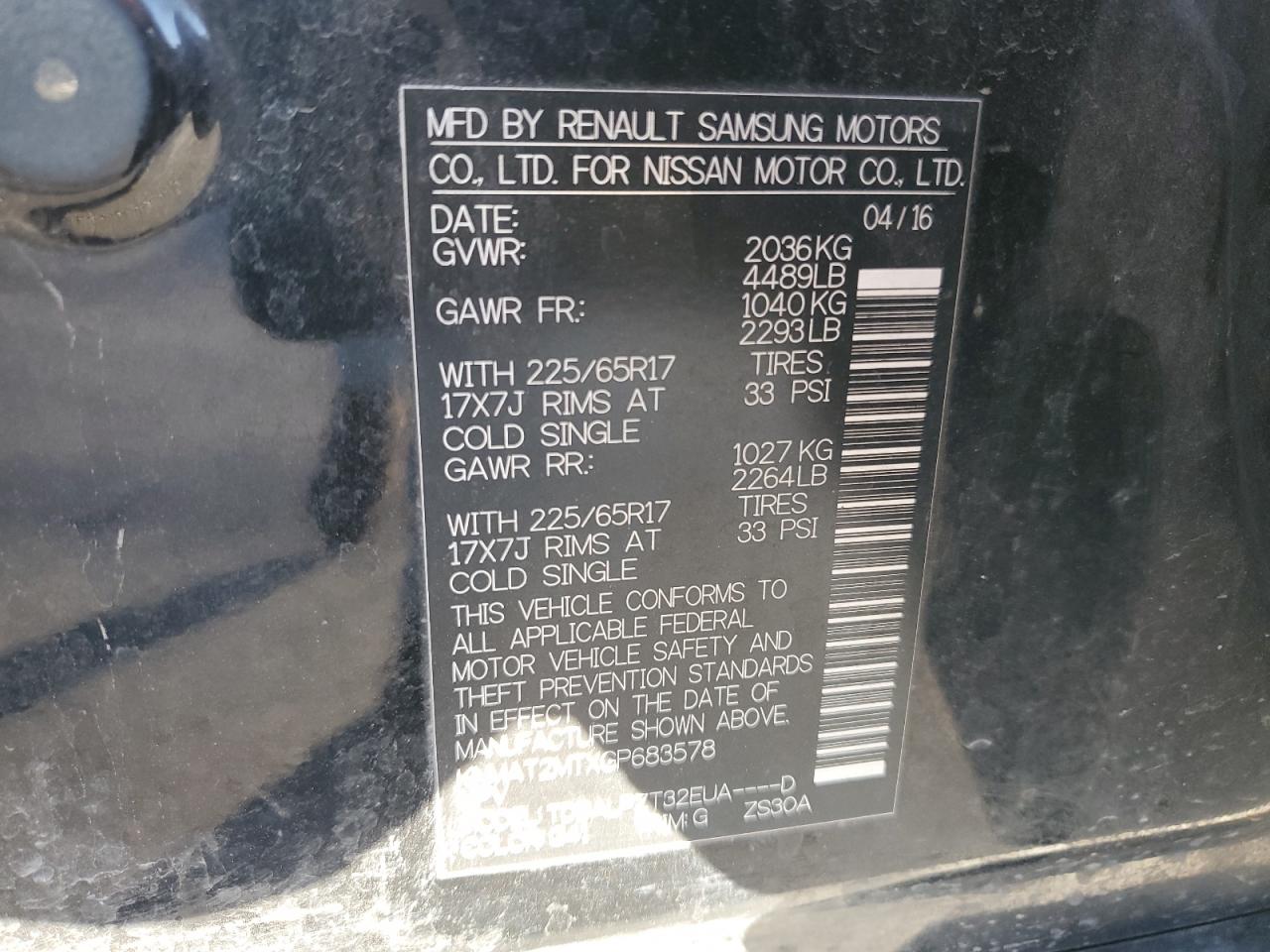 2016 Nissan Rogue VIN KNMAT2MTXGP683578 Copart auction photo, front end damage thumbnail 14