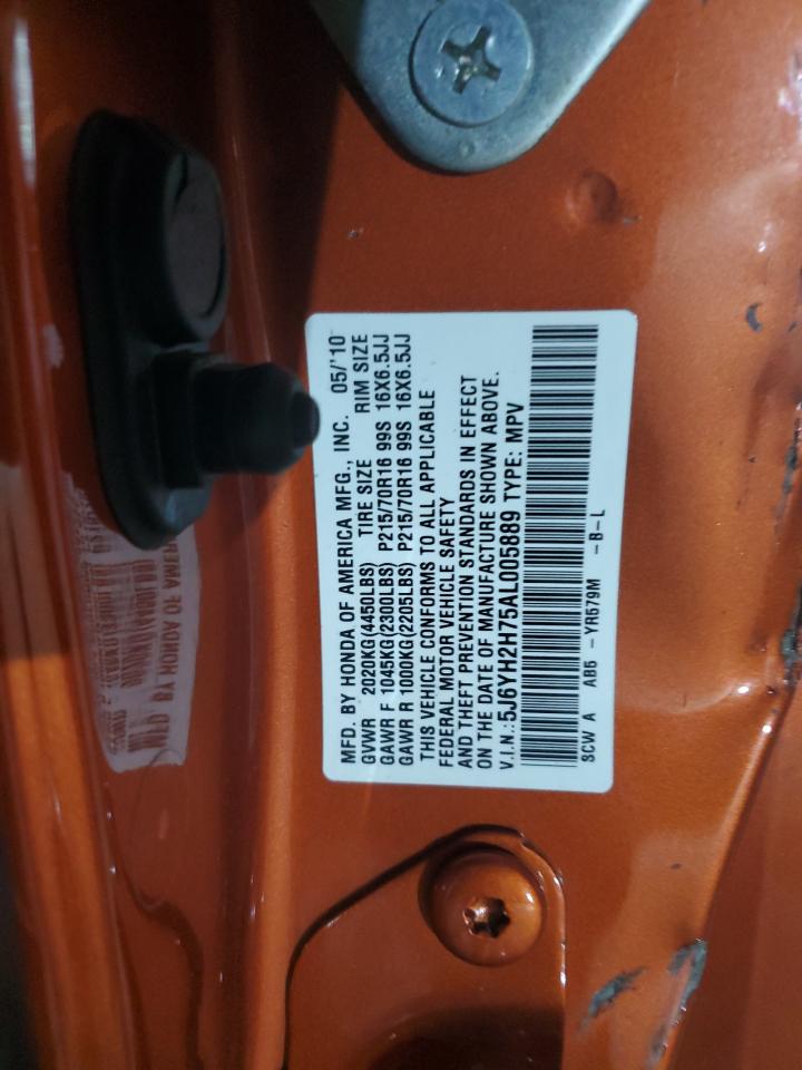 2010 Honda Element VIN 5J6YH2H75AL005889 Copart auction photo, side / front end damage thumbnail 13