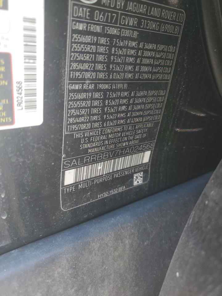 2017 Land Rover Discovery VIN SALRRBBV7HA024568 Copart auction photo, front end / minor dent/scratches damage thumbnail 13
