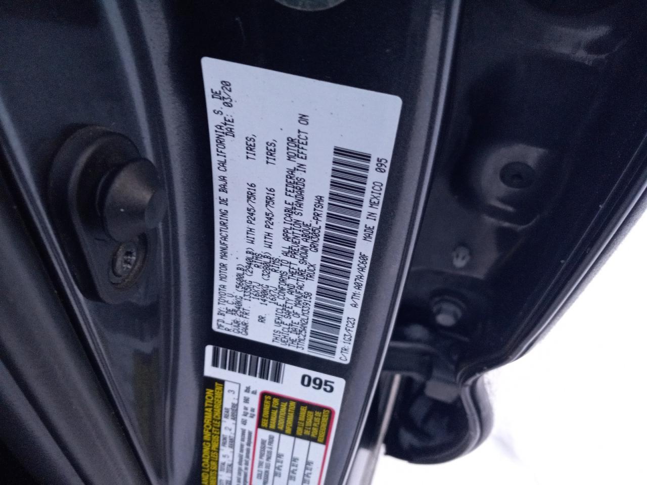 2020 Toyota Tacoma VIN 3TMCZ5AN2LM339158 Copart auction photo, all over damage thumbnail 12