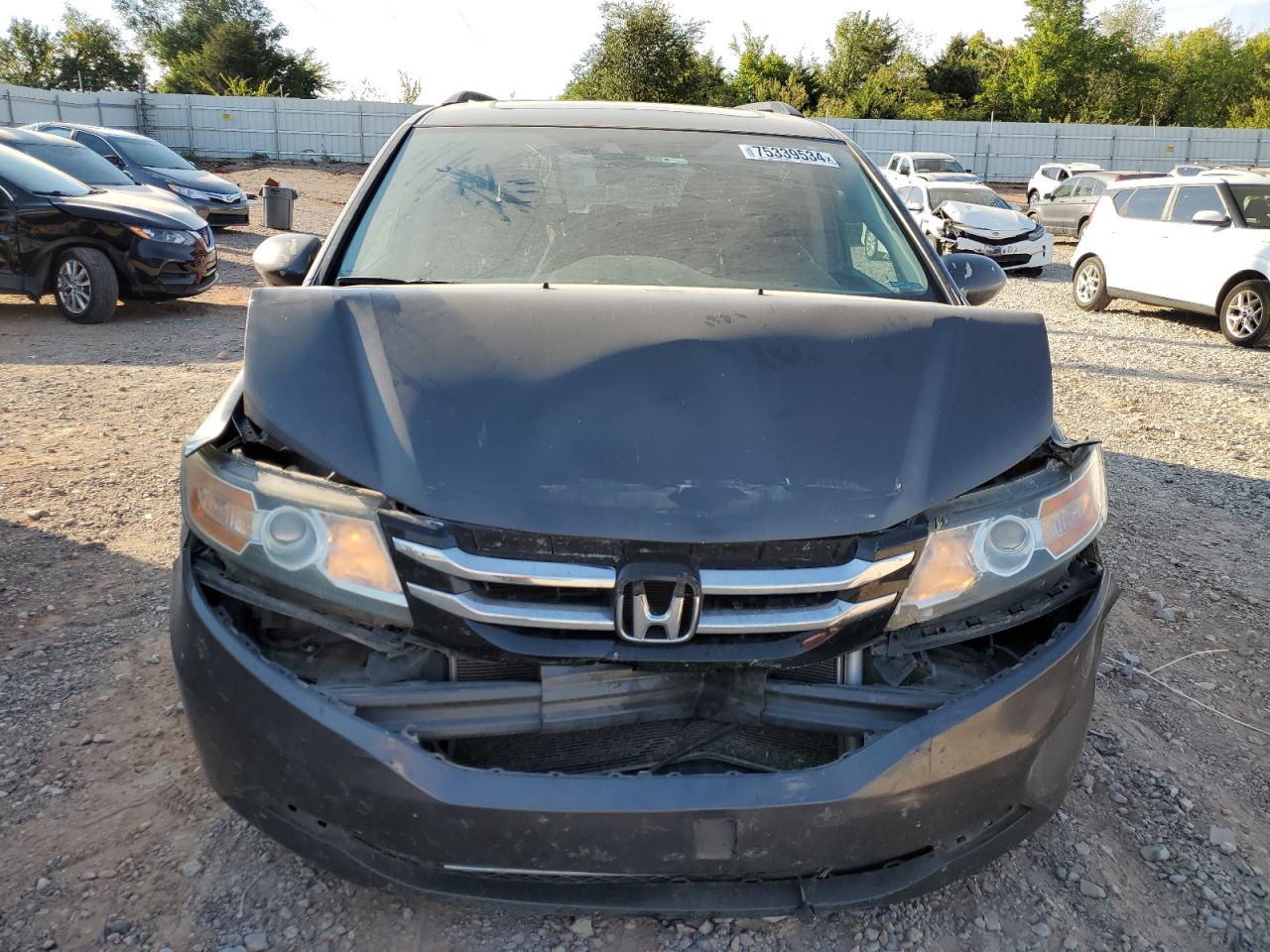 2014 Honda Odyssey VIN 5FNRL5H6XEB017711 Copart auction photo, front end / minor dent/scratches damage thumbnail 5