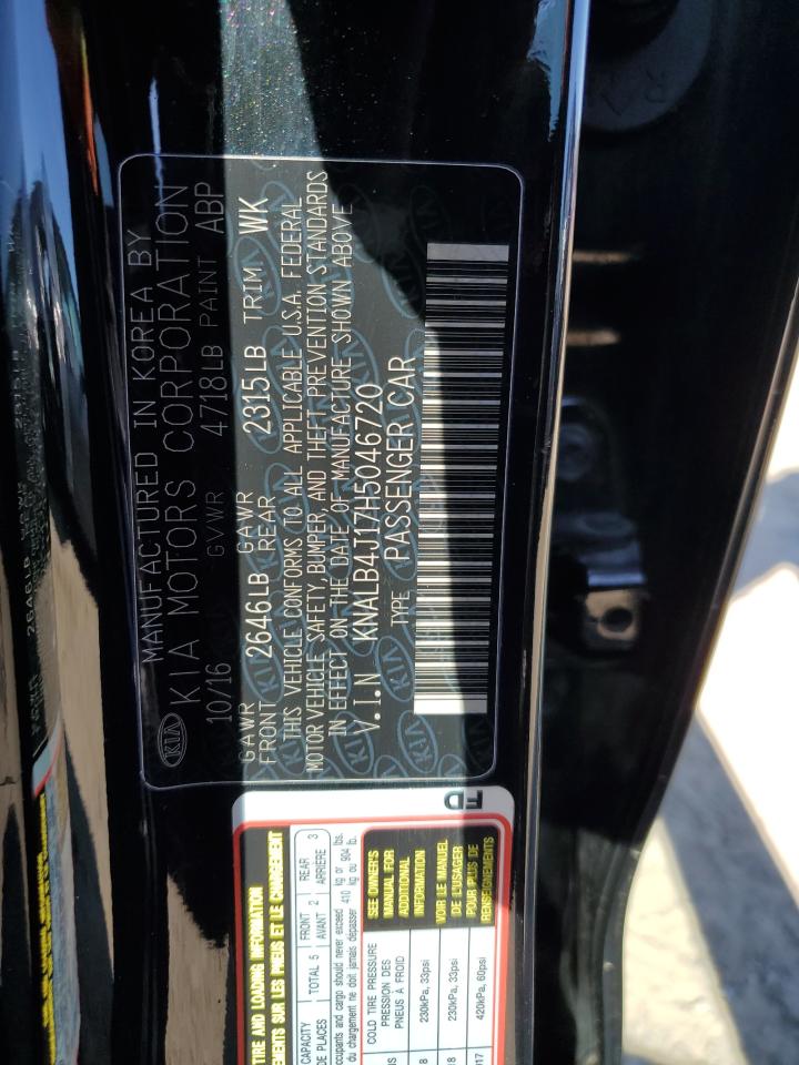 2017 KIA Cadenza VIN KNALB4J17H5046720 Copart auction photo, mechanical damage thumbnail 12