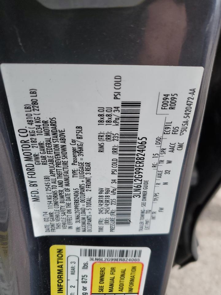 2014 Lincoln MKZ VIN 3LN6L2G99ER824065 Copart auction photo, front end damage thumbnail 14