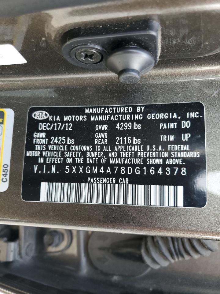 2013 KIA Optima VIN 5XXGM4A78DG164378 Copart auction photo, front end damage thumbnail 12