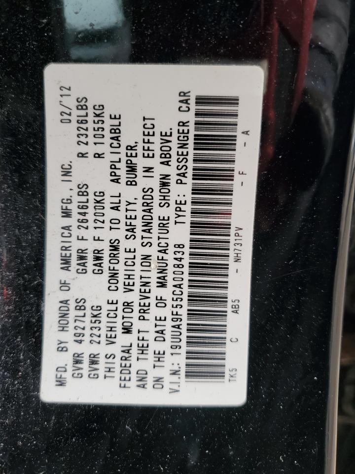 2012 Acura TL VIN 19UUA9F55CA008438 Copart auction photo, front end damage thumbnail 14
