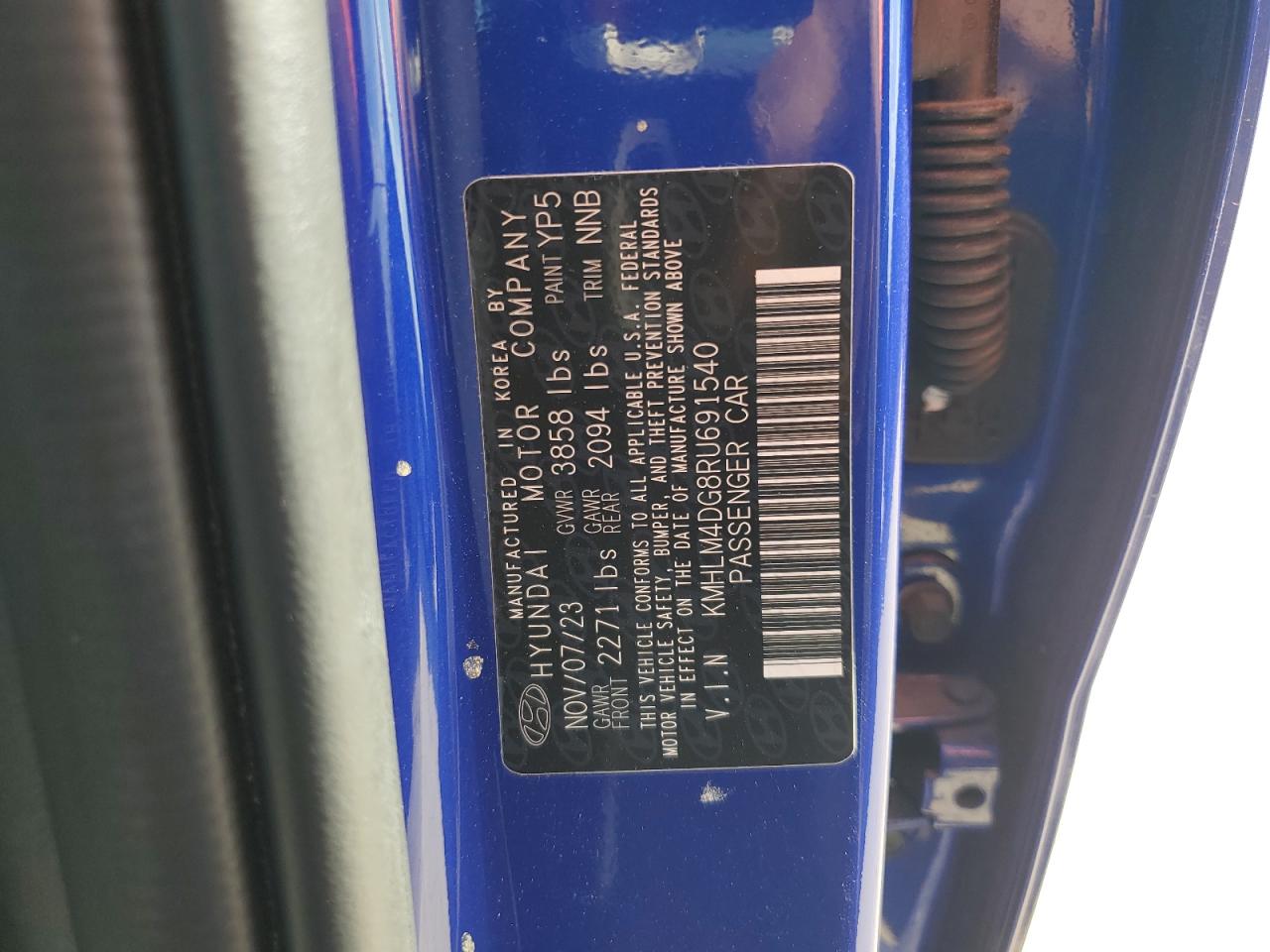 2024 Hyundai Elantra VIN KMHLM4DG8RU691540 Copart auction photo, rear end / side damage thumbnail 13