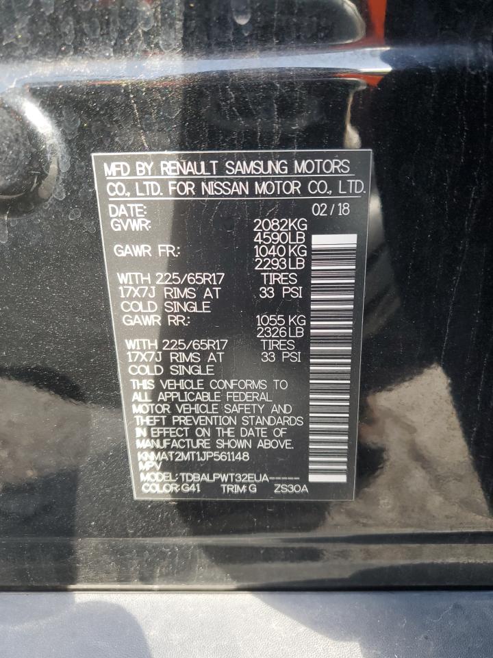 2018 Nissan Rogue VIN KNMAT2MT1JP561148 Copart auction photo, rear end damage thumbnail 14