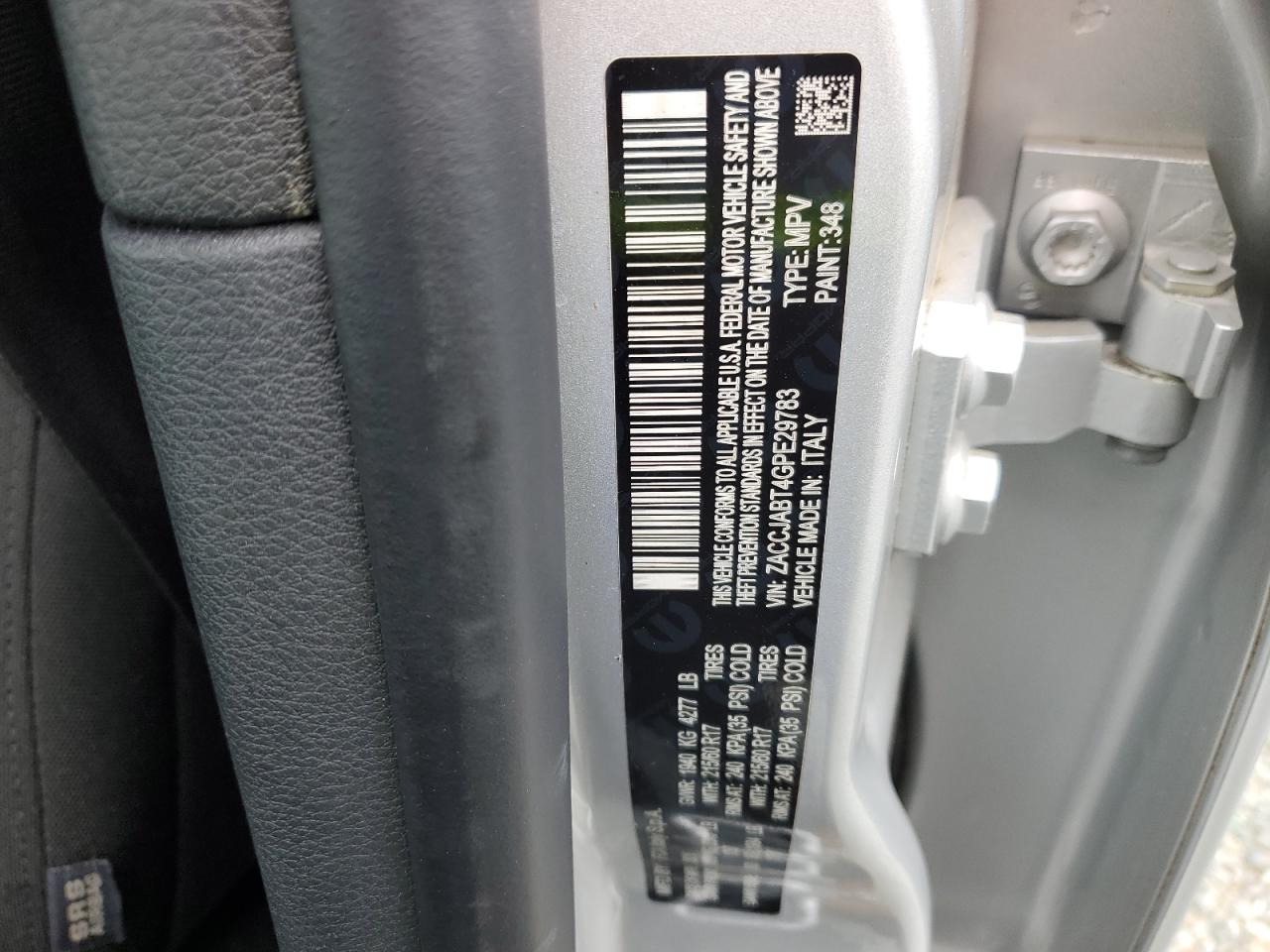 2016 Jeep Renegade VIN ZACCJABT4GPE29783 Copart auction photo, rear end damage thumbnail 14