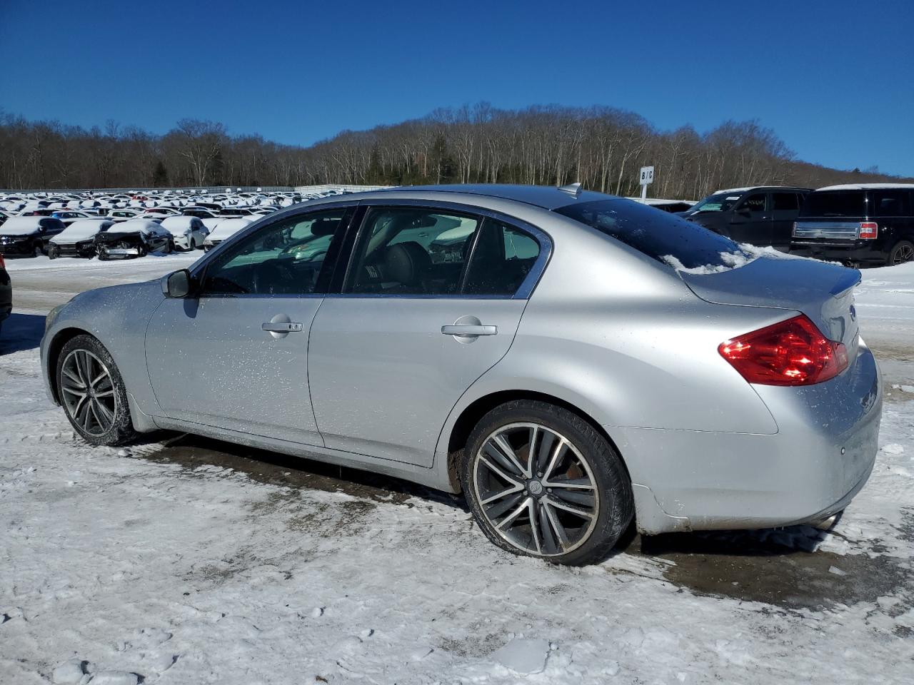2011 Infiniti G VIN JN1CV6AR6BM411321 Copart auction photo, side / rear end damage thumbnail 2