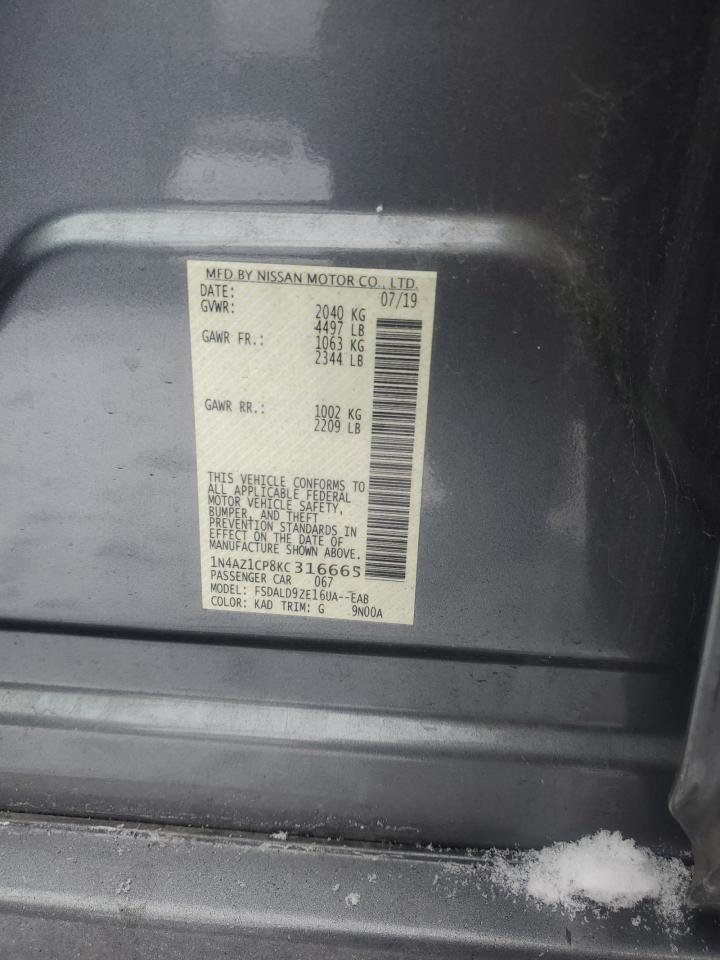 2019 Nissan Leaf VIN 1N4AZ1CP8KC316665 Copart auction photo, front end damage thumbnail 14