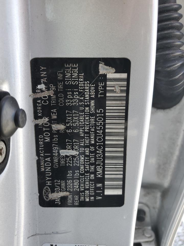 2012 Hyundai Tucson VIN KM8JU3AC1CU455015 Copart auction photo, front end damage thumbnail 14