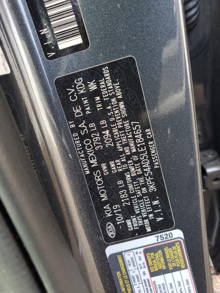 2020 KIA Forte VIN 3KPF54AD5LE184657 Copart auction photo, top/roof damage thumbnail 14