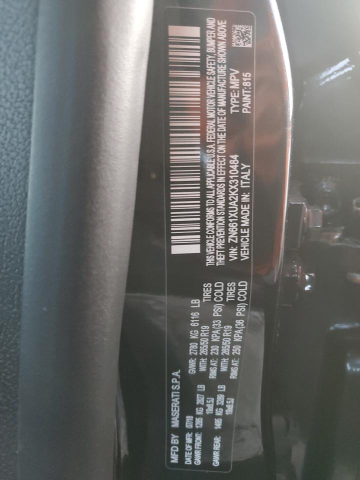 2019 Maserati Levante VIN ZN661XUA2KX310484 Copart auction photo, front end damage thumbnail 13