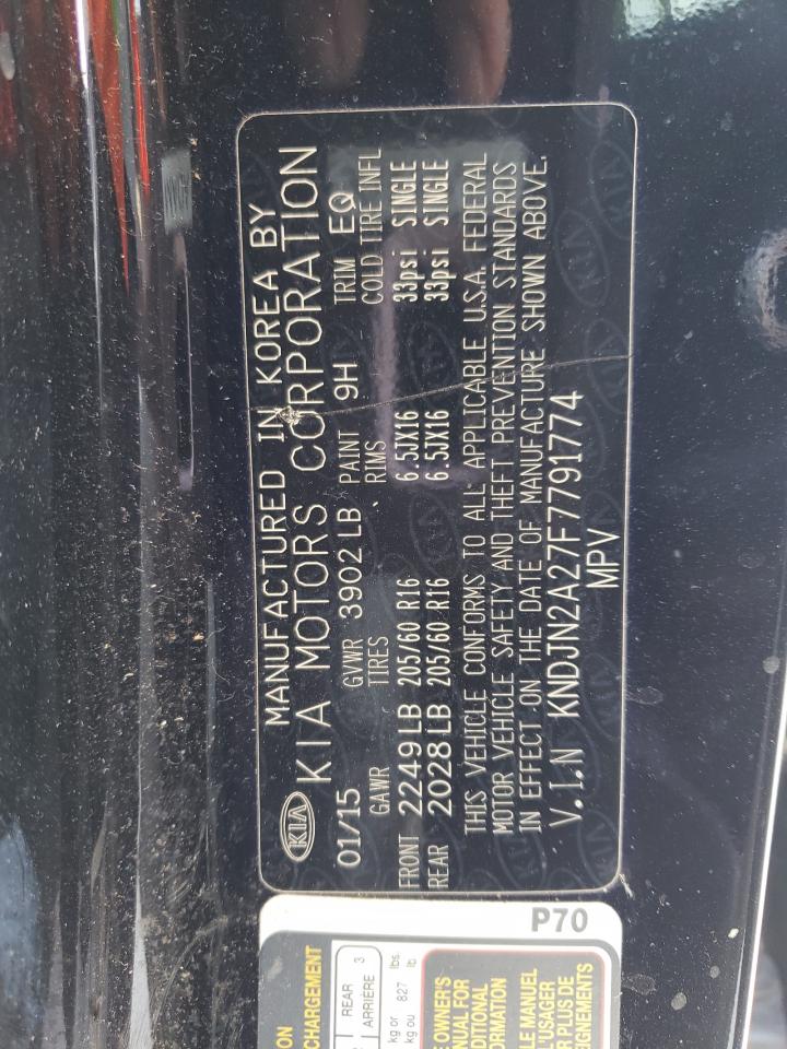 2015 KIA Soul VIN KNDJN2A27F7791774 Copart auction photo, side / front end damage thumbnail 14