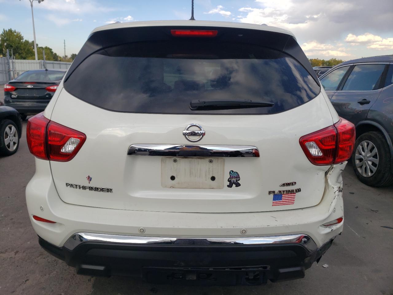 2018 Nissan Pathfinder VIN 5N1DR2MM8JC666874 Copart auction photo, rear end / hail damage thumbnail 6
