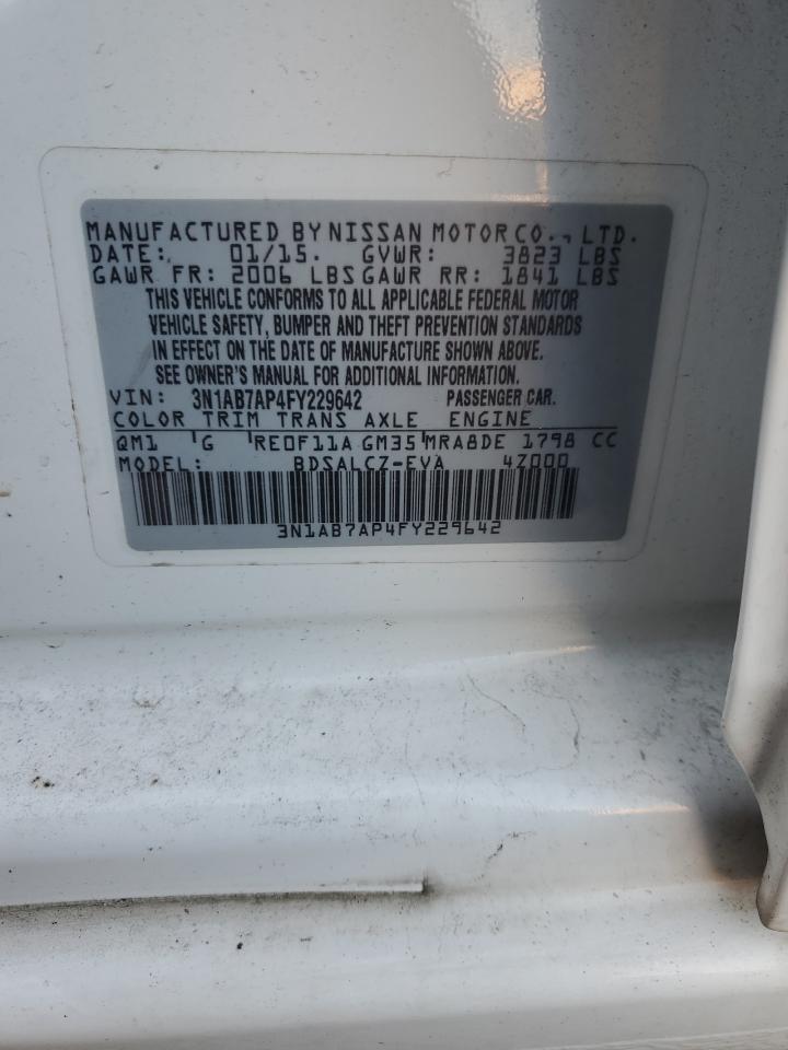 2015 Nissan Sentra VIN 3N1AB7AP4FY229642 Copart auction photo, front end damage thumbnail 12