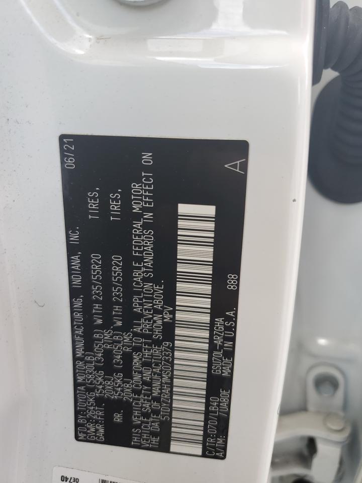 2021 Toyota Highlander VIN 5TDYZRAH1MS073379 Copart auction photo, water/flood / burn - interior damage thumbnail 14
