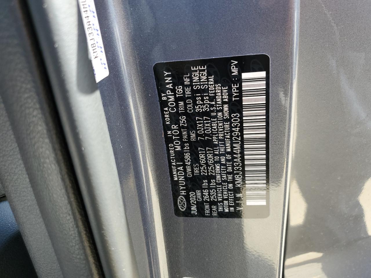 2021 Hyundai Tucson VIN KM8J33A44MU294303 Copart auction photo, water/flood damage thumbnail 14