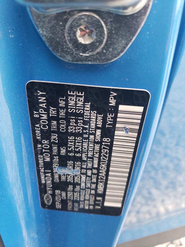 2019 Hyundai Kona VIN KM8K12AA6KU229718 Copart auction photo, front end damage thumbnail 15