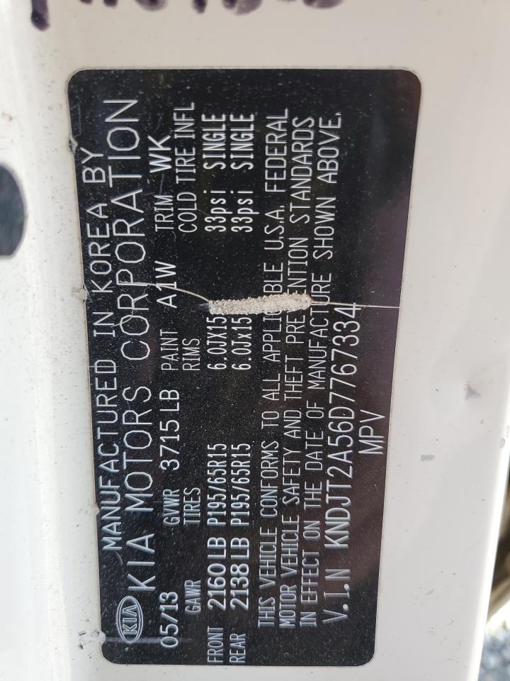 2013 KIA Soul VIN KNDJT2A56D7767334 Copart auction photo, side damage thumbnail 13