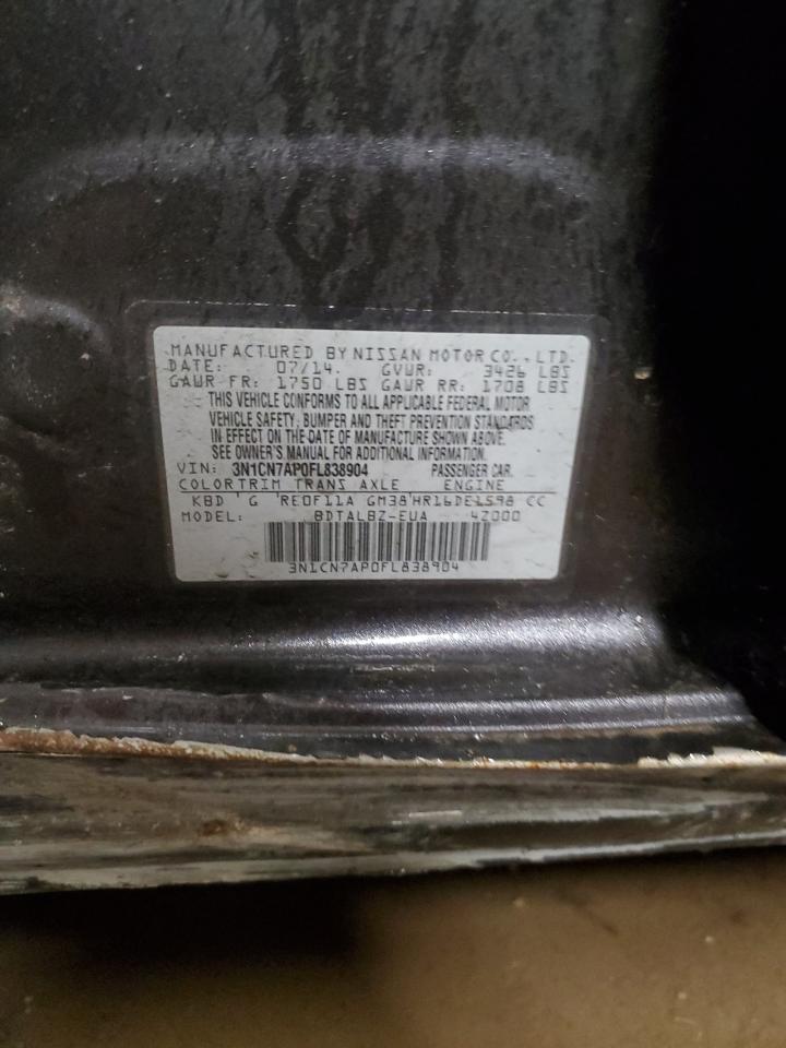 2015 Nissan Versa VIN 3N1CN7AP0FL838904 Copart auction photo, rear end damage thumbnail 13