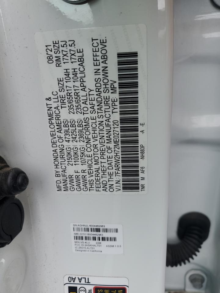 2021 Honda CR-V VIN 7FARW2H72ME027120 Copart auction photo, front end damage thumbnail 15