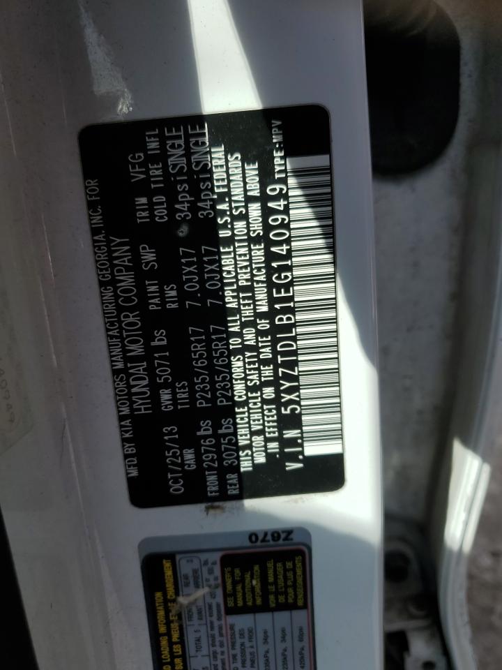 2014 Hyundai Santa Fe VIN 5XYZTDLB1EG140949 Copart auction photo, all over damage thumbnail 13