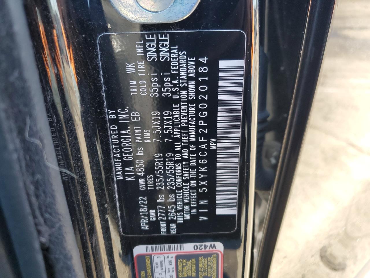 2023 KIA Sportage VIN 5XYK6CAF2PG020184 Copart auction photo, front end damage thumbnail 15