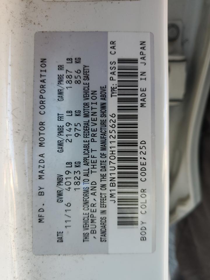 2017 Mazda 3 VIN JM1BN1U70H1125626 Copart auction photo, front end damage thumbnail 13