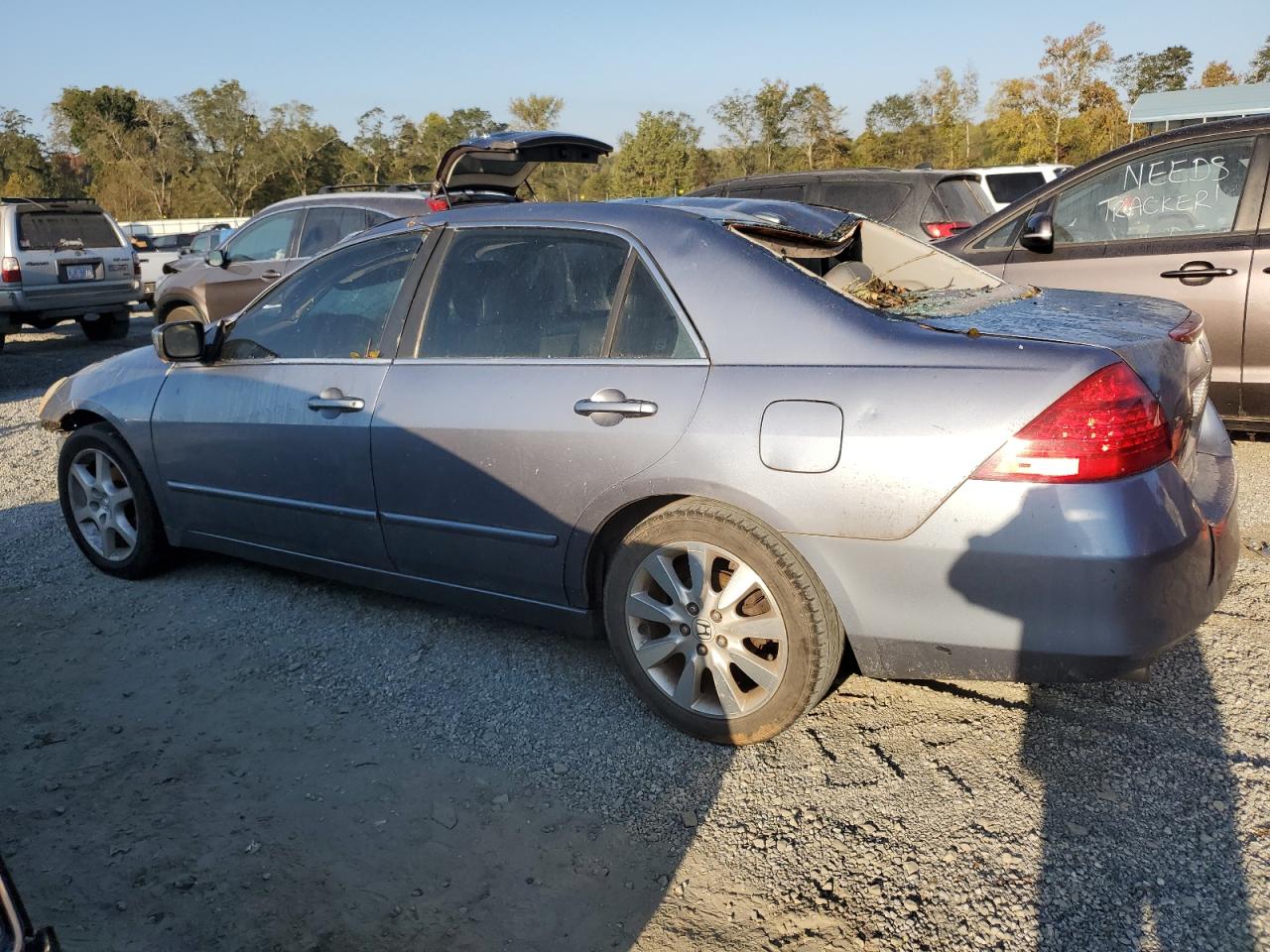 2007 Honda Accord VIN 1HGCM66597A042728 Copart auction photo, top/roof / front end damage thumbnail 2