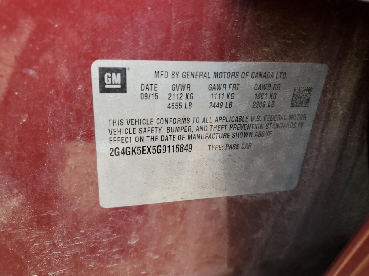 2016 Buick Regal VIN 2G4GK5EX5G9116849 Copart auction photo, front end damage thumbnail 12