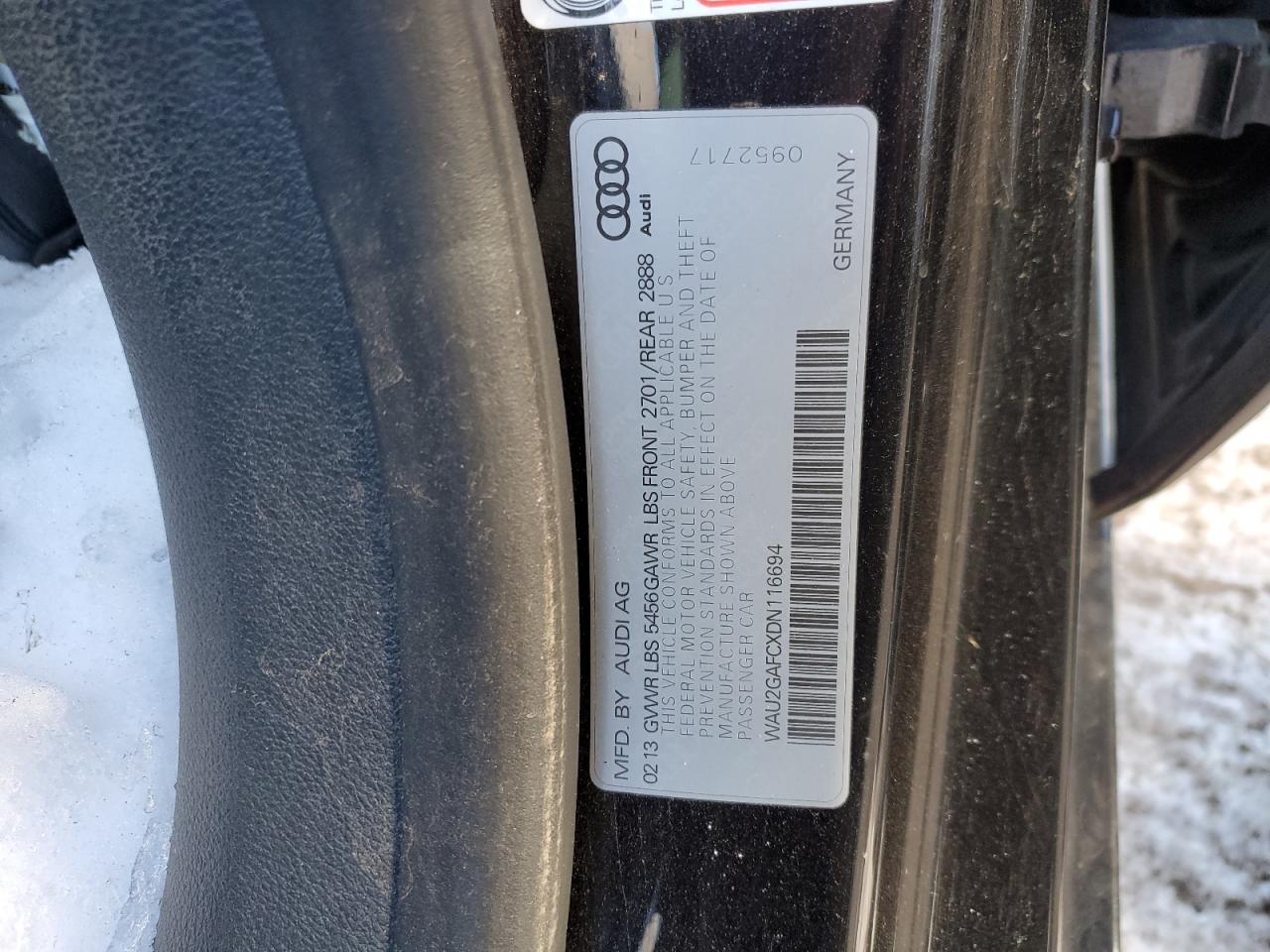 2013 Audi A7 VIN WAU2GAFCXDN116694 Copart auction photo, front end / side damage thumbnail 13