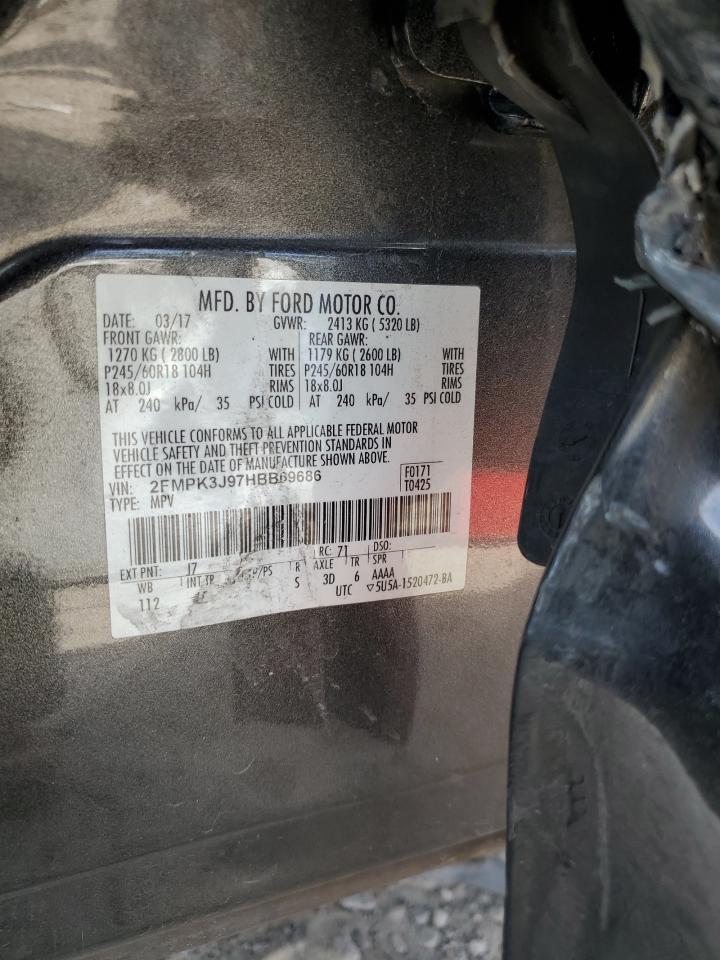 2017 Ford Edge VIN 2FMPK3J97HBB69686 Copart auction photo, all over damage thumbnail 14