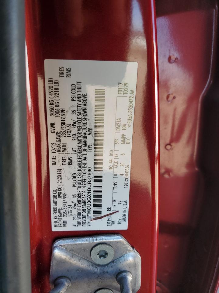2013 Ford Escape VIN 1FMCU0GX1DUB37690 Copart auction photo, front end damage thumbnail 13
