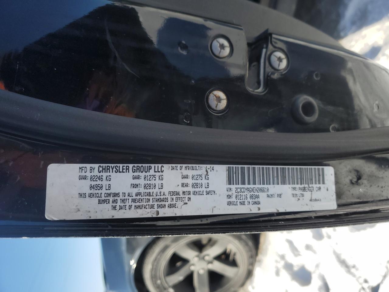 2014 Dodge Challenger VIN 2C3CDYAGXEH206610 Copart auction photo, front end damage thumbnail 15