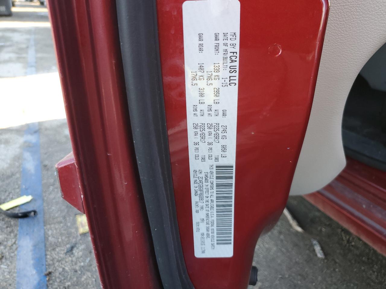 2015 Dodge Caravan VIN 2C4RDGBG8FR668917 Copart auction photo, rear end damage thumbnail 13
