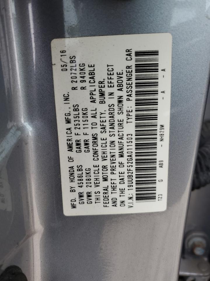 2016 Acura TLX VIN 19UUB2F52GA011503 Copart auction photo, front end / minor dent/scratches damage thumbnail 12