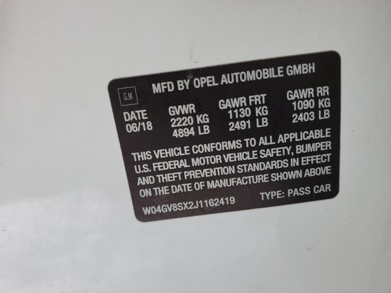 2018 Buick Regal VIN W04GV8SX2J1162419 Copart auction photo, side / minor dent/scratches damage thumbnail 14