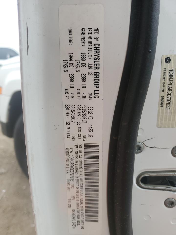 2012 Jeep Liberty (Patriot) VIN 1C4NJPFA8CD707033 Copart auction photo, normal wear damage thumbnail 13