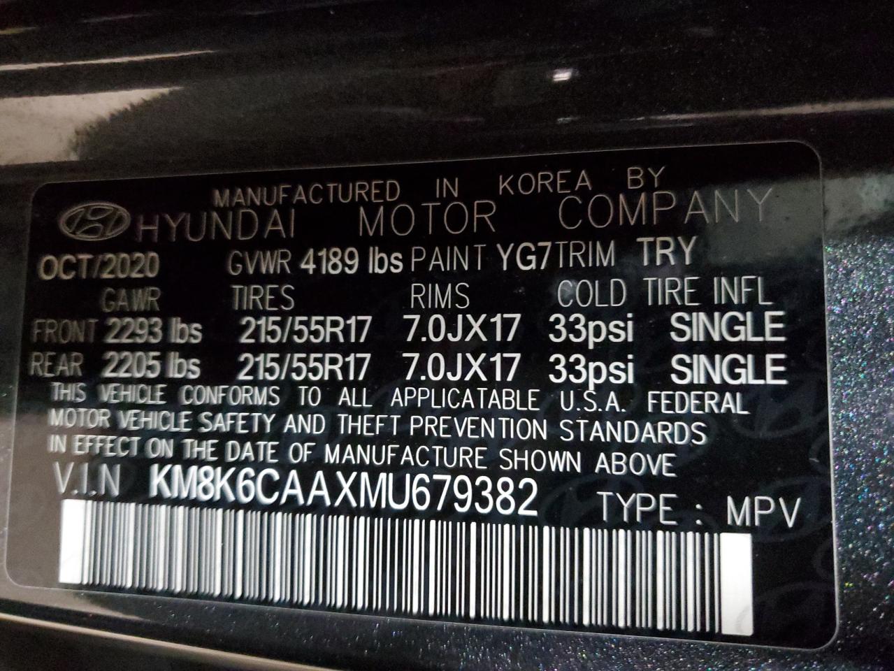 2021 Hyundai Kona VIN KM8K6CAAXMU679382 Copart auction photo, minor dent/scratches damage thumbnail 13