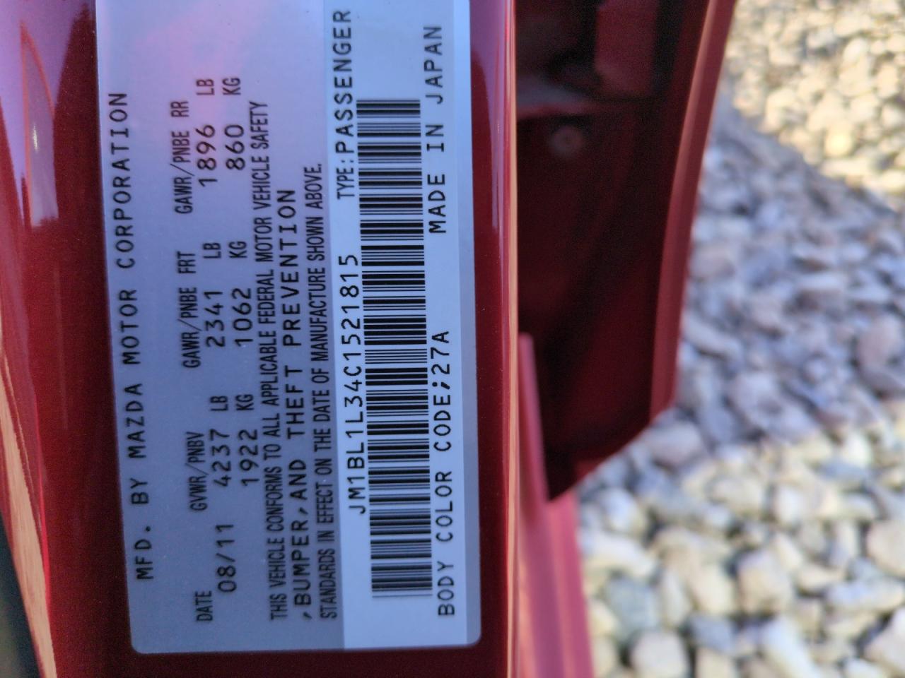 2012 Mazda 3 VIN JM1BL1L34C1521815 Copart auction photo, front end damage thumbnail 12