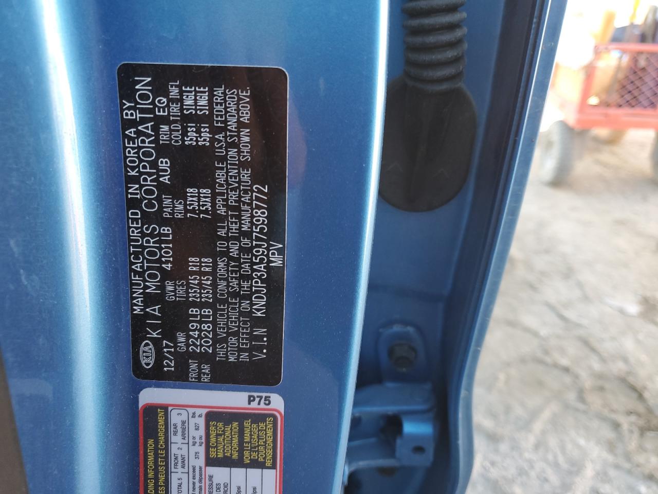 2018 KIA Soul VIN KNDJP3A59J7598772 Copart auction photo, front end damage thumbnail 12