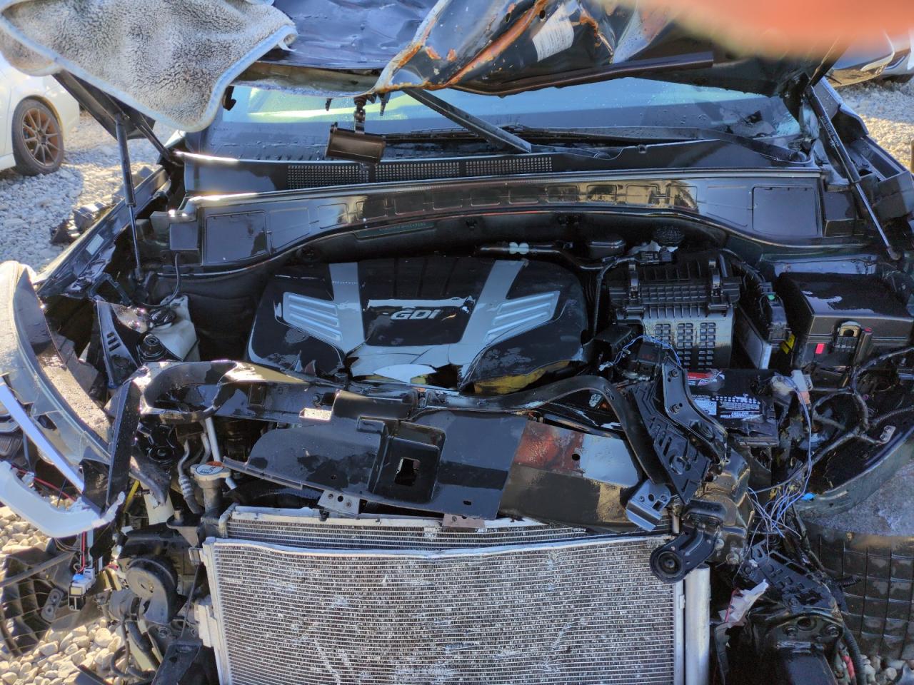 2017 Hyundai Santa Fe VIN KM8SN4HF8HU249205 Copart auction photo, front end / side damage thumbnail 11