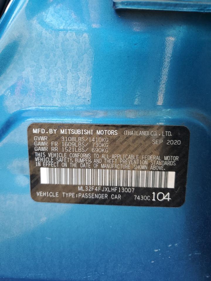 2020 Mitsubishi Mirage VIN ML32F4FJXLHF13007 Copart auction photo, side damage thumbnail 12