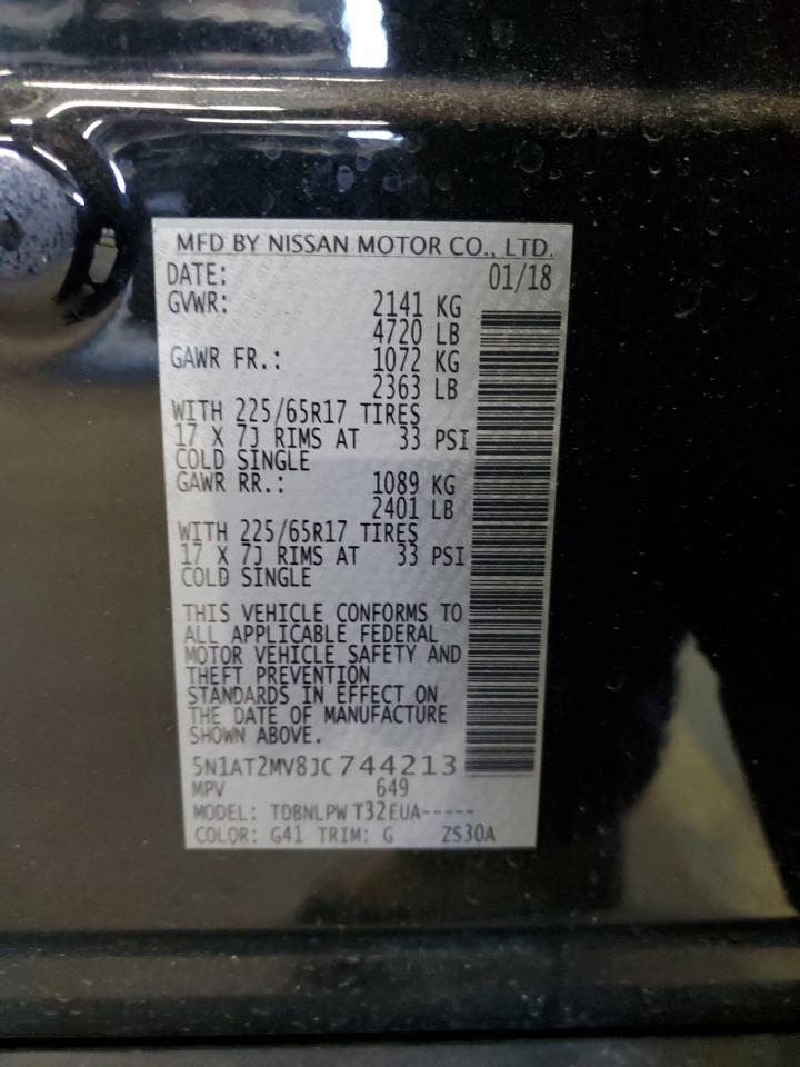 2018 Nissan Rogue VIN 5N1AT2MV8JC744213 Copart auction photo, front end / rear end damage thumbnail 16